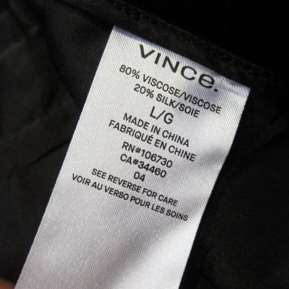 NWT Vince Velvet Single Pleat Trouser in Black Velvet Pull-on Tapered Pants L